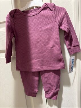 Carter's Pink-Mauve Waffle Knit Baby Two-Piece Set
